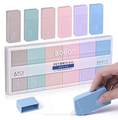 Correctieroller 6-pack - Correctietape muis - Fouten Corrigeren - Ergonomisch design - Mini formaat - Meerkleurig