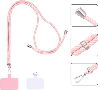 Casemania Universele Telefoonkoord - Pale Pink - Verstelbare Telefoonketting - Crossbody Draagkoord Koord voor Telefoon - Lanyard Cord - Roze