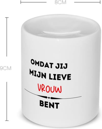 Akyol - omdat jij mijn lieve vrouw bent Spaarpot - Vriend/vriendin - de liefste vrouw - valentijnsdag - verjaardag - cadeautje voor vriendin - kado - geschenk - 350 ML inhoud