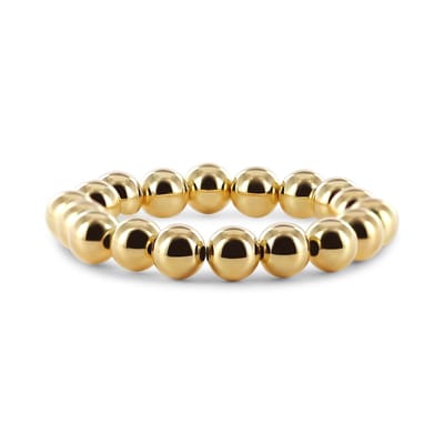 New Bling 9SIL-23261 Zilveren Armband Bolletjes 10mm - 15cm - Rekbaar - Zilver - Verguld/Goud op Zilver