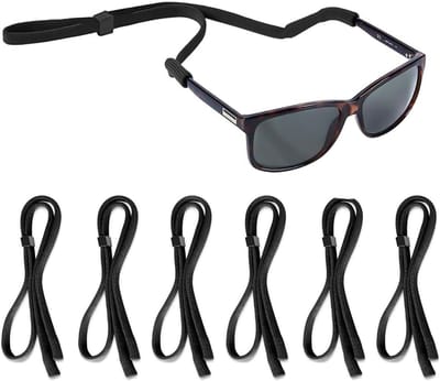 Ronte - Brillenkoord zwart nylon verstelbaar | Sportbrilkoord antislip | 6 stuks | Geschikt voor brillen, zonnebrillen, leesbrillen | 68 cm lang