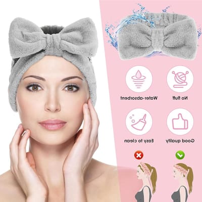 Stijlvolle haarband met strik voor dames, ideaal voor spa, make-up en gezichtsverzorging, van koraalfleece, elastisch en comfortabel