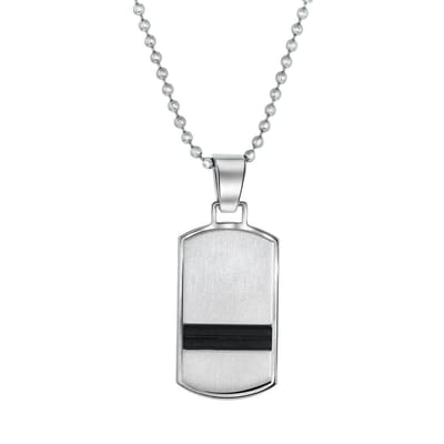 Lucardi Heren Ketting met hanger plaat - Staal - Ketting - Vaderdag Cadeautje - 50 cm - Zilverkleurig