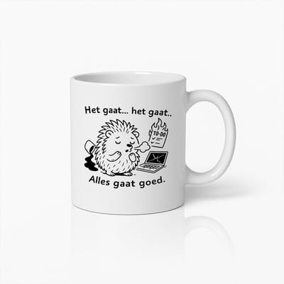 330ml Grappige Egel Stress Mok – "Het Gaat... Het Gaat... Alles Gaat Goed" – Leuk Kantoorcadeau Mok