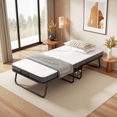 Opvouwbaar logeerbed - Gastbed met matras - Ruimte besparen - 10 cm traagschuim - 190x90 cm - Zwart