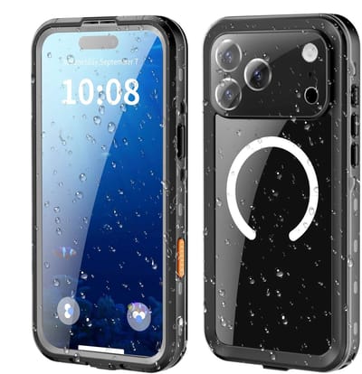 DrPhone AquaShield – Waterdichte Telefoonhoes – IP68 Waterdicht – 360° Bescherming – Compatibel Met Magsafe iPhone Air – Zwart