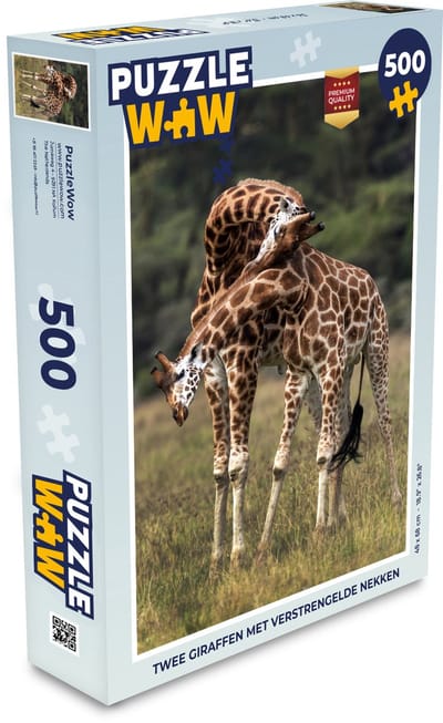 Puzzel Twee giraffen met verstrengelde nekken - Legpuzzel - Puzzel 500 stukjes