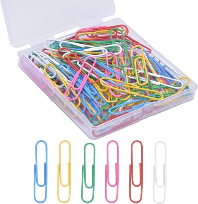 Dailygoods - 100 Kleurrijke Paperclips - Kunststof Gecoate Kantoorclips in Doos