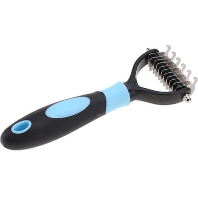 Peigne professionnel démêloir double face pour animaux de compagnie, brosse pour chien, nettoyage, épilation, outil de toilettage(Jaune) Blue
