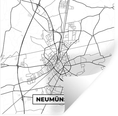 Muurstickers - Sticker Folie - Plattegrond - Neumünster - Kaart - Stadskaart - 100x100 cm - Plakfolie - Muurstickers Kinderkamer - Zelfklevend Behang XXL - Zelfklevend behangpapier - Stickerfolie