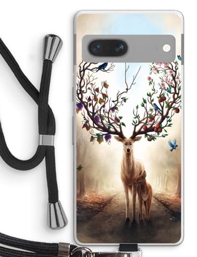 Case Company® - Hoesje met koord geschikt voor Google Pixel 7 hoesje met Koord - Seasons Change - Telefoonhoesje met Zwart Koord - Bescherming aan alle Kanten en Over de Schermrand