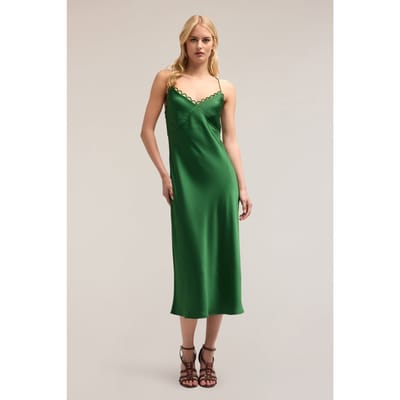 Motivi Satin Midi Dress Green Size: 42 | Midi Dresses Outlet | Dames | Groen