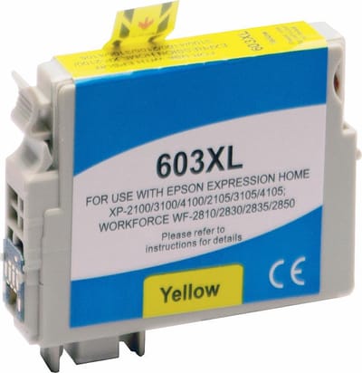 Inkmaster Huismerk Premium inkt cartridge voor Epson 603 XL Y yellow geel Met Chip - Epson 603XL - Voor Printers: XP-2100 / XP-2105 / XP-3100 / XP-3105 / XP-4100 / XP-4105 / Workforce / WF-2810DWF / WF-2830DWF / WF-2835DWF / WF-2850DWF - Epson