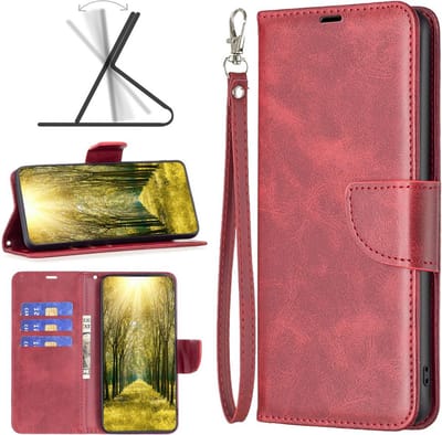 MobyDefend Hoesje - Geschikt voor Xiaomi 13 Lite - Wallet Book Case Met Koord - Rood