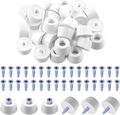 30 Stuks Witte Ronde Rubberen Meubelpads met Antislip en Schroeven