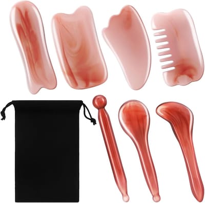 Jade Gua Sha Gezichtsmassage Set voor Effectieve Huidverzorging en Spierontspanning met Massage Tools en Kammetjes