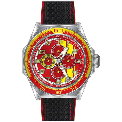 Invicta Racing 50042 Herenhorloge - Quartz Uurwerk - Roestvrij Staal met Rode Wijzerplaat - 50 mm