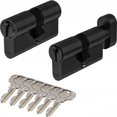 Yale Y500 Deurcilinder Set Zwart - 50/50 Cilinder - 50/50 Knopcilinder - 6 Sleutels