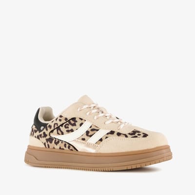 Blue Box meisjes sneakers met panterprint beige bruin - Maat 31 - Uitneembare zool