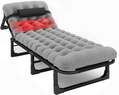 Klapbed met Matras - Kampeerbed Lounger - Ontspannen Buiten - 4 Posities Verstelbaar - 191 x 76 cm - Grijs