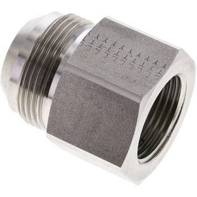 JIC Verloopnippel G1'' Binnendraad X UN 1-5/8''-12 Buitendraad RVS 140bar