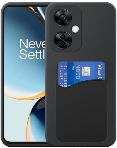 Geschikt voor OnePlus Nord N30 Telefoonhoesje met Siliconen Pasjeshouder - Flexible Back Cover Case Siliconen TPU with Silicone Cardslot - Zwart - Smartphonica geschikt voor OnePlus N30