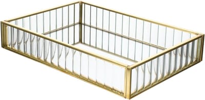 Sieradenhouder - Opbergtray Luxe - Sieraden Opbergen - Gestreept Glasontwerp - 20.5 x 14.5 cm - Goud