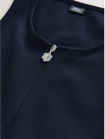 Next - Meisjes - Schooljurk met rits aan de voorkant, ruches in de taille - Blauw