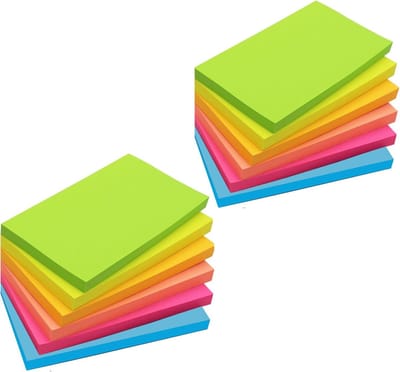 12 x Grote Zelfklevende Notitieblokken 76 x 127 mm – 6 Kleuren, 80 Vellen per Blok – voor Herinneringen en Checklist