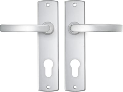 AXA Deurbeslag set Binnendeur - Curve Basic - Deurkruk Aluminium - Kruk L - Deurklink op schild - met cilindergat - PC72