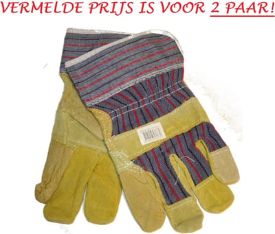 Benson werkhandschoenen heren - leer - maat 10,5 XL/XXL - per 2 paar