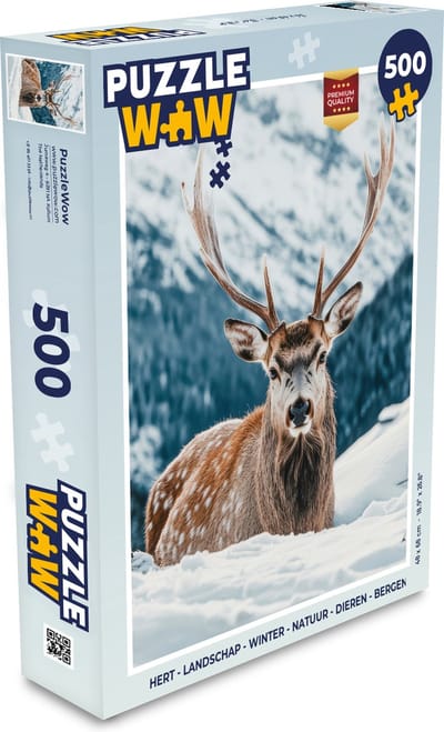 Puzzel Hert - Landschap - Winter - Natuur - Dieren - Bergen - Legpuzzel - Puzzel 500 stukjes