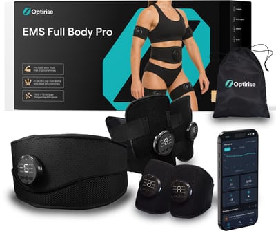Optirise EMS - Buikspiertrainers Elektrisch + Beentrainer + Arm Trainer - EMS Trainers - AB Roller - Buiktrainer - Spier Massage Apparaat - Spierstimulator - Afvallen - Fatburner - USB Oplaadbaar