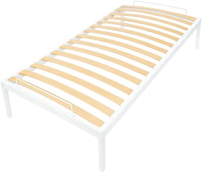 Metalen Bedframe - Logeerbed Opbergruimte - Slaapcomfort Verbeteren - Elastische Berkenhouten Lattenbodem - 80 x 200 cm - Wit