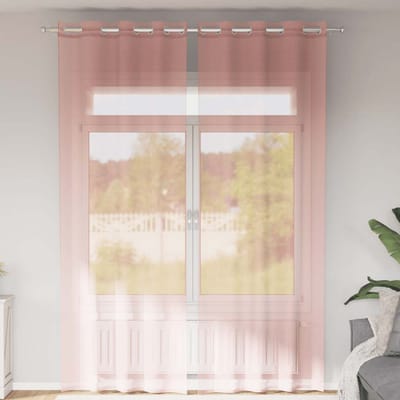 vidaXL - Gordijnen - voile - met - doorvoertules - 2 - st - 140x300 - cm - roze
