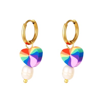 Yehwang Oorbellen Rainbow Hart Parel - Multi