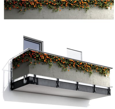 Balkonscherm 500x85 cm - Balkonposter Bloemen - Muur - Oranje - Balkon scherm decoratie - Balkonschermen - Balkondoek zonnescherm