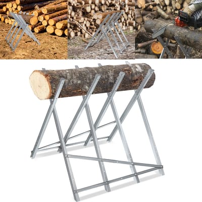 Houten Zaagbok van Metaal – Houtzaagbok – Opvouwbare Houtbok met V-vormige Constructie – Stabiliteit 150 kg – Voor Brandhout, Houtblokken en Boomstammen – Transporthendel, Verstelbaar