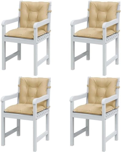 Zitkussens Tuinstoel - Kussens Lage Rug - Buiten Zitten - Duurzaam Polyester - 4 Stuks 100x50cm - Melange Beige