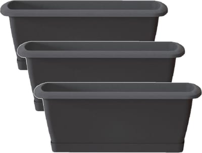 3x prosperplast plantenbak respana - antaciet- met onderzetter - 49 x 18 cm - bloembak