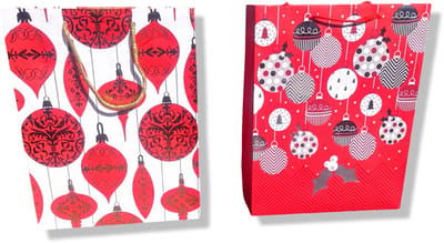 4 Luxe Winter / Kerst Cadeautasjes A4 formaat 33x26cm - Kerst Papieren cadeautasjes met Full-color bedrukking