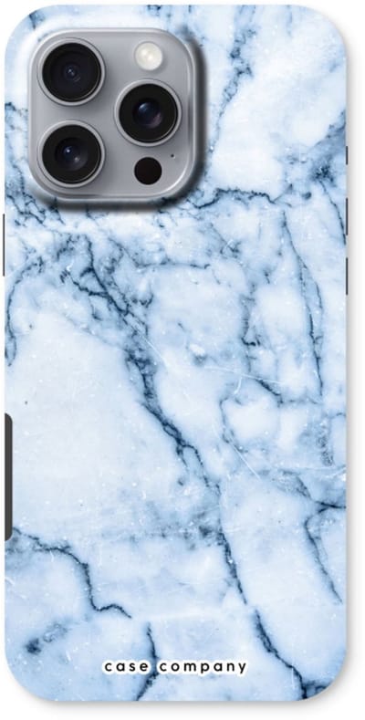 Case Company® - Hoesje geschikt voor iPhone 16 Pro Max hoesje - Blauw marmer - Tough Case - Maximale Bescherming alle Kanten en Schermrand