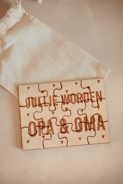 BolleToet - houten puzzel jullie worden opa en oma - zwangerschapsaankondiging