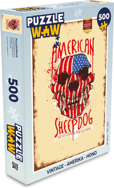 Puzzel Vintage - Amerika - Hond - Legpuzzel - Puzzel 500 stukjes