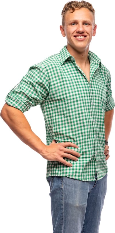 Samex® Oktoberfest Heren - Blouse - Tiroler Overhemd - Lederhosen Man - Groen - Wit - Maat S