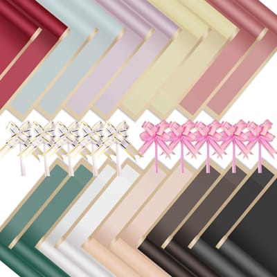 20 Vellen Bloemenpapier in 10 Kleuren, Waterdicht Cadeaupapier voor Trouwerijen en Verjaardagen met 20 Cadeau Strikken, 57 x 57 cm
