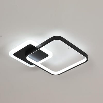 Haobosic - Zwarte vierkante LED-plafondlamp van acryl met afstandsbediening, 20 W voor woonkamer, slaapkamer en keuken