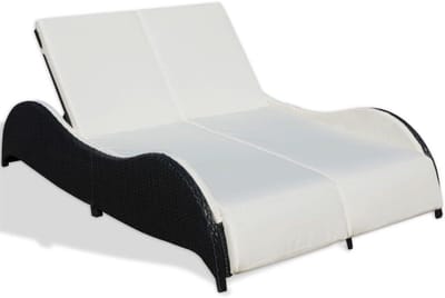 Dubbel Zonnebed - Ligbed Tuin - Ontspannen Buiten - Verstelbare Rugleuning - 200 x 132 cm - Zwart