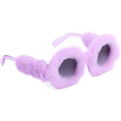 7 Kleuren UV400 Bescherming Pluche Zonnebril Ronde Vorm Frame voor Dames PC Schattige Pluche Zonnebrillen UV Bescherming Zonnebrillen