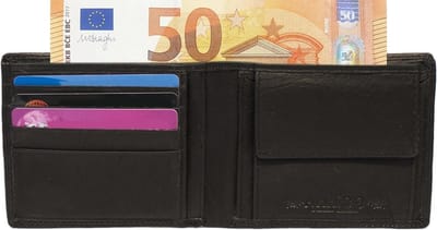 Portemonnee Heren • Portefeuille Heren • RFID • Billfold • Leer • Zwart • Arrigo